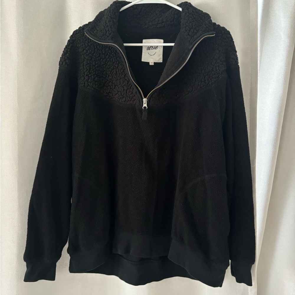 Aerie Black Cowl Neck Sweater with High Collar